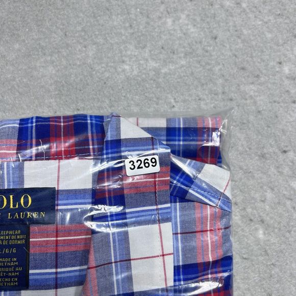 Polo Ralph Lauren Mens Size Large Plaid Pajama Shirt Top Short Sleeve Button Up - Picture 11 of 11